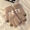 Guantes de Punto Estilo Coreano para Ciclismo de Invierno, Cálidos y Lindos para Niñas, Compatibles con Pantalla Táctil, a Prueba de Frío, Guantes de Hilo de Muñeco de Nieve para Ciclismo