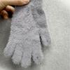 Guantes de felpa sin dedos para pantalla táctil para mujer, color sólido, cálidos, resistentes al viento, tejidos para ciclismo, específicos para adultos