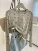 Camiseta floral de manga larga relajada y casual para mujer, otoño e invierno, corte holgado, adelgazante, casual, top protector solar