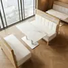 Mesa de Comedor Minimalista Estilo Japonés de Pizarra Blanca, Banco Sólido de Madera con Cojín Blanco Moderno Nórdico, Mesa de Pizarra Impermeable y Resistente a los Arañazos