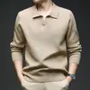 Suéter com gola de gaivota transpassada para homens, novo estilo outono e inverno, gola de lapela, cor sólida, pulôver, espessado, moderno, malha solta para usar como base