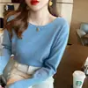 Suéter de Punto de Manga Larga Ajustado Estilo Coreano para Mujer, Suéter Cálido de Capa Base, Otoño e Invierno, Venta al por Mayor