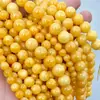 Cera de Abelha Otimizada Natural Calcedônia Amarela Contas Soltas Pedra de Jade Acessórios para Joias DIY Pulseiras com Contas Colares Produtos Semi-acabados