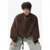 Jaqueta de Couro Patchwork Americana Nova Outono 2026 Tamanho Plus Masculina Solta Casual Gola Alta Zíper Camisa
