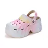 Zapatos de tacón alto con plataforma y agujeros personalizados para mujer, suaves, con estampado a cuadros, para aumentar 10 cm, sandalias, zapatillas, para mujer, antideslizantes, para usar en exteriores