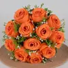 Flores Artificiais Rosa Transfronteiriças, 12 Grandes Buquês de Flores Artificiais, Enfeites de Decoração Interna, Flores Secas para Casamento, Flores de Seda, Flores de Plástico Atacado