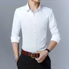 Camisas Masculinas de Manga Longa para Primavera e Outono, Camisas Masculinas de Manga Longa Slim Fit, Camisas Lisas Business Estilo Coreano, Cardigans Masculinos da Moda
