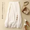 Falda midi de punto cruzado del sudeste asiático para primavera y otoño, talla grande, corte holgado, artística, retro, bordada, falda étnica de doble capa, adelgazante
