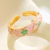 Anillo Vintage de Flores de Colores para Mujer, Nuevo Anillo de Esmalte Estilo Chino, Joyería Única de Cobre Estilo Minimalista Ins