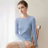 Suéter de punto básico de alta gama listo para usar 100% cachemir hecho con hilo Consinee, nuevo para otoño/invierno para mujer, corto, cuello redondo