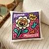 Almohada retro graffiti americana, cojín de dibujos animados con bloques de color dopamina, funda de almohada para sofá de sala de estar, cojín decorativo suave de moda