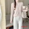 Camiseta de punto de manga larga para mujer, otoño, nueva, corte ajustado, cuello semibierto, prenda base