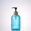 Botella de Lavado de Manos de Rayas Verticales de Alta Calidad, Vidrio Espeso, Botella Dispensadora Multifuncional para Loción y Gel de Ducha, Botella de Vidrio Resistente a la Humedad y al Calor