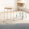 Taburete de Madera Maciza, Elegante Taburete para Cambiarse los Zapatos, Taburete Redondo Engrosado, Taburete con Almacenamiento, Taburete Sólido, Taburete de Hierro, Taburete Redondo de Hierro, Taburete Engrosado Reforzado