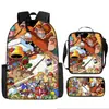 Mochila Infantil de Dibujos Animados Mario Xintu Transfronteriza para Estudiantes de Primaria Gran Capacidad Casual Mochila Escolar Set de Tres Piezas