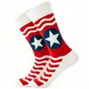 Calcetines de Jacquard de Media Pantorrilla con Tema de Bandera Americana Transfronterizos, Calcetines Personalizados de Moda para el Día de la Independencia, Calcetines de Algodón Jacquard Unisex de Alta Venta