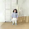 Conjunto de Chaqueta a Cuadros con Cuello Alto Estilo Suave para Niñas, Elegante Conjunto de Dos Piezas de Chaqueta de Encaje y Pantalones Falda para Bebés en Primavera y Otoño