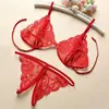 Lencería Sexy Meiyujia, Portaligas Sexy de Lencería, Conjunto de Tres Piezas Talla Grande, Conjunto Sexy de Encaje con Entrepierna Abierta para Mujer