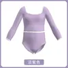 Mono nuevo con cuello cuadrado manga larga de ballet body básico para entrenamiento traje de yoga traje para prueba de arte traje de gimnasia traje de práctica