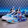 Sapatos esportivos leves da moda 2026 outono novo modelo malha dupla sapatos para meninos, antiderrapante, resistente ao desgaste, EVA ultraleve desenho animado sapatos de corrida para crianças