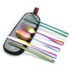 Vajilla práctica de acero inoxidable transfronteriza de Amazon, juego de 7 piezas (1010 cuchillos, tenedores, cucharas, palillos y pajita), ideal para viajes al aire libre.