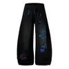 Pantalones Anchos de Pierna con Estampado de Letras Estilo Chica Picante Estilo Americano para Mujer, Pantalones Casuales Largos Holgados con Cordón para Danza Jazz, de Cintura Alta, Caídos