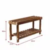 Soporte de Flores de Doble Capa Balcón Simple Anticorrosión Carbonizado Suculenta Rectangular Sala de Estar de Madera Soporte Pequeño para Pecera Interior Exterior