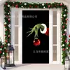 Cubierta de Puerta Decoración de Dibujos Animados del Grinch Cubierta de Puerta Navideña Monstruo Verde Grinch Tela Colgante Tapiz Fondo de Cubierta de Puerta