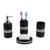 Kit de Baño Cerámico con Relieve Geométrico 3D Dispensador de Jabón de Cerámica Blanca Personalizado para Exportación Botella de Loción Taza Jabonera