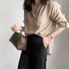 2024 Nuevo Primavera y Otoño Casual de Alta Gama Chic Francés Tops Camisas Caqui Camisas Elegantes de Manga Larga para Mujer
