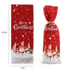 Decorações de Natal transfronteiriças: Capa de garrafa de vinho Rudolph sem rosto, capa de garrafa de vinho de Papai Noel listrada tricotada, decoração de mesa
