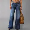 Pantalones de Mezclilla Lavada para Mujer Versátiles 2026 Pierna Ancha Recta Sueltos Decoración con Ojales Metálicos Comercio Exterior Europeo y Americano Transfronterizo