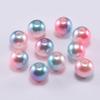 Cuentas acrílicas de imitación ABS con agujero redondo multicolor de color caramelo degradado de dos colores, accesorios de joyería para bricolaje