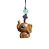 Sándalo verde pequeño elefante auspicioso diy llavero creativo colgante tallado en madera de sándalo rojo colgante cadena para colgar bolsa de teléfono móvil regalo