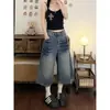 Comercio transfronterizo talla grande diseño de mujer retro lavado incrustado con diamantes verano holgado segmento de bambú americano capris de pierna ancha de mezclilla de moda