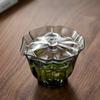 Cuenco de vidrio transparente con tapa de pétalos Baicai con orificio para filtro, juego de té Kung Fu, cuenco de té para el hogar