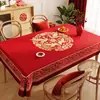 Un Imprescindible para el Año Nuevo: Mantel Rojo con Estampados Dorados Auspiciosos, Impermeable, Mantel Festivo para Uso Doméstico, Decoración de Año Nuevo