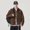 Chaqueta americana retro desgastada estilo Detroit con solapas, top casual tipo cárdigan de lona de moda para hombre