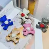 Llavero de Arcilla Cerámica con Diamantes, Oso en Forma de Corazón, Anilla Grande, Llavero Lindo de Dibujos Animados, Pequeño Regalo para Niñas, Al por Mayor