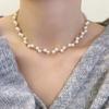 Collar de Perla de Cristal de Doble Capa Cadena para Clavícula para Mujer, Gargantilla de Cadena Fina de Lujo Ins de Gama Alta con Colgante de Rosa