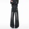 Pantalones largos de mezclilla lavada, corte recto, diseño nuevo 2026, corte holgado, marca de moda para hombre, adornados con pedrería, ligeramente acampanados