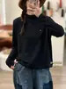 Nueva colección de otoño e invierno: Tops de punto de color liso, con etiqueta pequeña, de cuello alto medio para mujer, perfectos para usar en capas, suéteres de punto de corte holgado, al por mayor