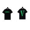 2024 VLONE Camiseta de Manga Corta Serie V Grande Estampado de Estrella V Camiseta de Manga Corta para Parejas Hombres y Mujeres Tendencia High Street Personalizada