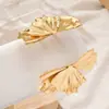 Moda Transfronteriza Europea y Americana Exageradas Flores Metal Personalizado Mitad Hoja de Ginkgo Abierto Pulsera para Dama