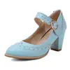 Comercio exterior deseo Amazon zapatos de mujer talla grande primavera nuevo hebilla de tacón grueso tacones altos zapatos Mary Jane generación