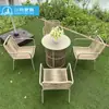 Mesas e Cadeiras de Exterior, Cadeiras de Rattan para Lazer ao Ar Livre no Pátio, Conjunto de Três Peças para Varanda de Jardim de Villa, Mesas e Cadeiras de Rattan à Prova d'Água e de Sol