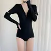 Sensación de alta gama2026 Nuevo Traje de Baño para Mujer de una Pieza con Shorts Conservador Adelgazante que Oculta el Vientre Traje de Baño Coreano para Aguas Termales Mujer