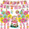 Princesa Pêssego Blossom Tema Decoração de Festa de Aniversário Princesa Pêssego Menina Bandeira Bolo Cartão Balão Espiral Charme