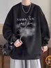 Moletom Retro Americano Masculino Outono e Inverno Solto Tamanho Grande Gola Redonda Pulôver Manga Longa Camiseta Tendência Versátil Jaqueta Casual