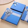 Caja de Regalo con Álbum de Fotos, Bufanda y Caja de Empaque de Pañuelo de Seda en Azul y Beige